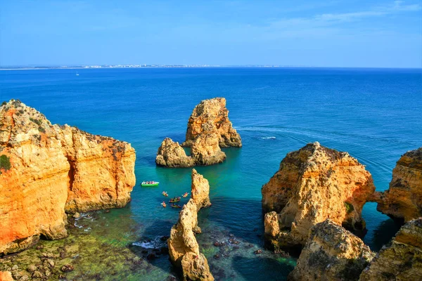 Lagos Portugal Octubre 2019 Hermoso Paisaje Con Rocas Playa Lagos — Foto de Stock