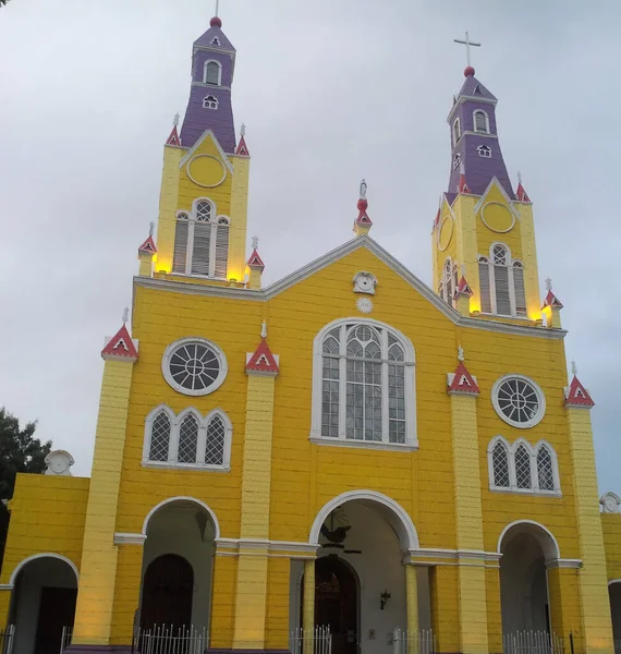 Hermoso Plano Iglesia San Francisco Chiloé Chile — Foto de Stock