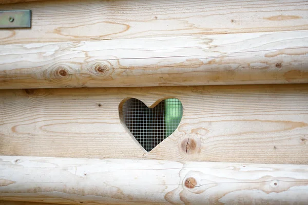 Tahta Bir Duvarda Kalp Şeklinde Bir Delik — Stok fotoğraf