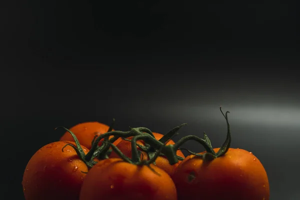 Primer Plano Tomates Frescos Sobre Fondo Negro — Foto de Stock