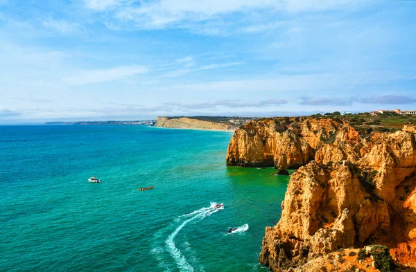 Lagos Portugalia Październik 2019 Piękny Krajobraz Skałami Plaży Lagos Portugalia — Zdjęcie stockowe