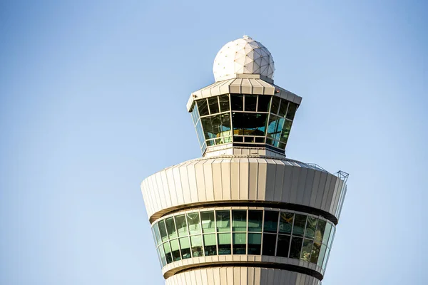 Hollandiai Schiphol Repülőtér Légiforgalmi Irányító Tornya — Stock Fotó