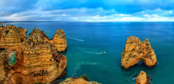 Μια Μαγευτική Θέα Της Παραλίας Του Λάγος Στην Πορτογαλία Μια — Φωτογραφία Αρχείου