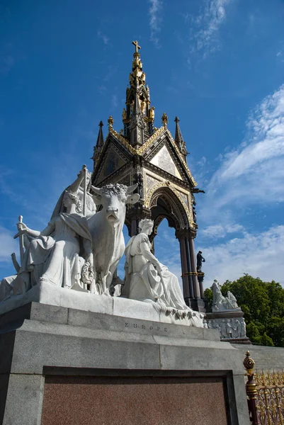 Mémorial Albert Kensington Gardens Les Figures Marbre Représentant Europe — Photo