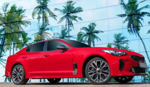 Tiro Ângulo Baixo Carro Vermelho Moderno — Fotografia de Stock