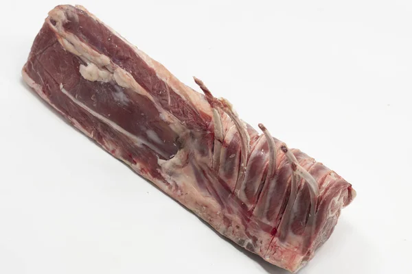 Costole Agnello Grezzo Isolate Sullo Sfondo Bianco — Foto Stock