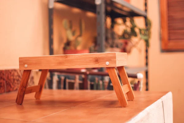 Soft Focus Small Wooden Stool — Stock Photo, Image