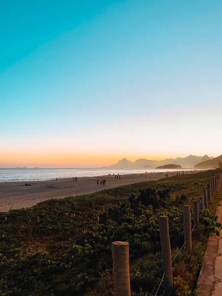 Vackra Gyllene Solnedgångs Färger Rio Janeiro Strand — Stockfoto