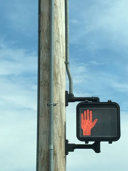 Colpo Verticale Non Camminare Cartello Rosso Mano Passaggio Pedonale — Foto Stock