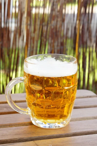 Cold Beer Foam Large Glass Table — Stock Photo, Image