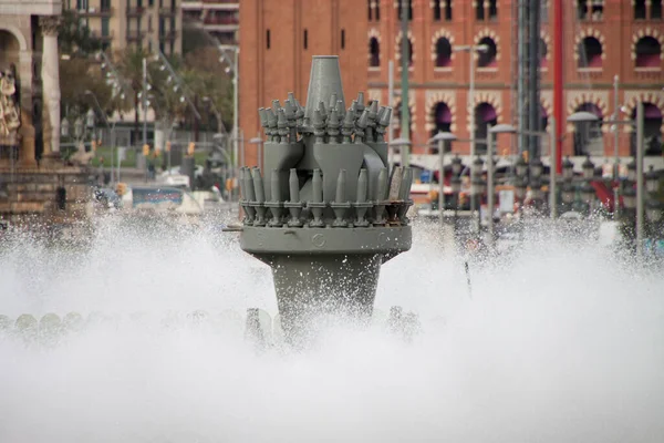 Krásný Detailní Záběr Kouzelnou Fontánu Barceloně Španělsko Během Dne — Stock fotografie