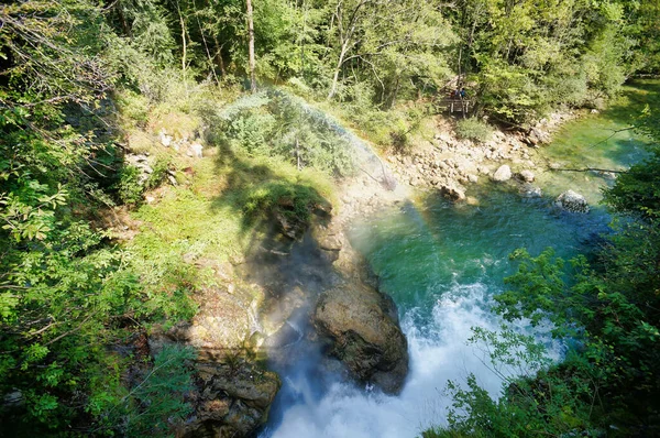 Plan Grand Angle Une Rivière Dans Une Forêt — Photo