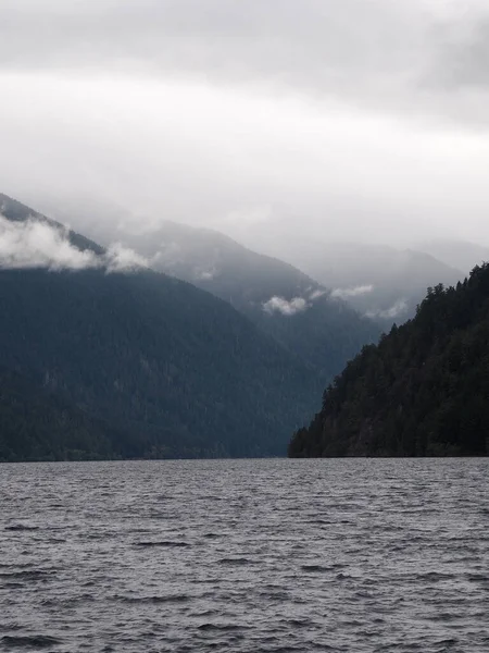 Colpo Verticale Lake Crescent Situato Nel Parco Nazionale Olimpico Washington — Foto Stock