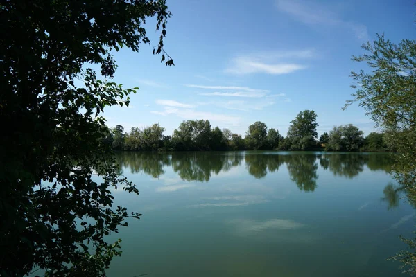 Une Vue Imprenable Sur Eau Lac Avec Des Reflets Arbres — Photo