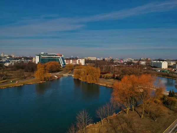 Una Vista Aérea Del Hermoso Paisaje Urbano Minsk Bielorrusia —  Fotos de Stock