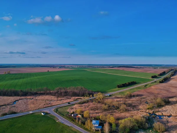 Uma Vista Aérea Uma Área Rural Com Bela Vegetação — Fotografia de Stock