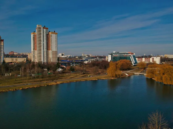 Uma Vista Aérea Bela Minsk Bielorrússia — Fotografia de Stock