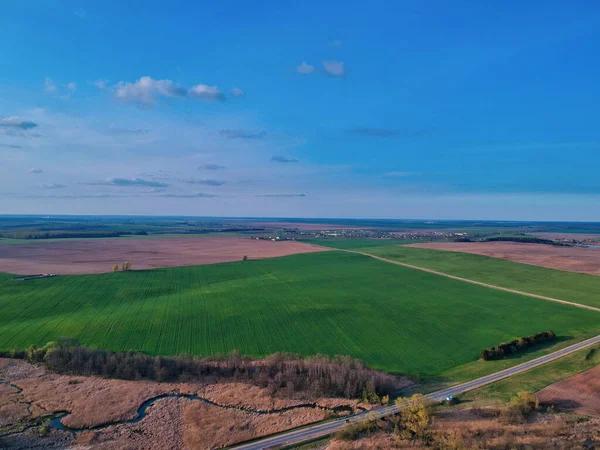 Uma Vista Aérea Uma Área Rural Com Bela Vegetação — Fotografia de Stock