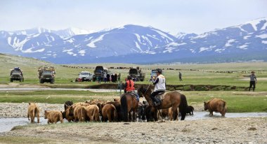 LGII, MONGOLIA - Jul 01, 2019: Mongolian peoples lifestyle and culture. You can see there Mongolian villages and culture lifestyle also Eagle hunt clipart