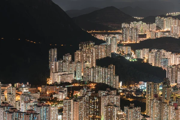 香港の夜からの空撮 — ストック写真