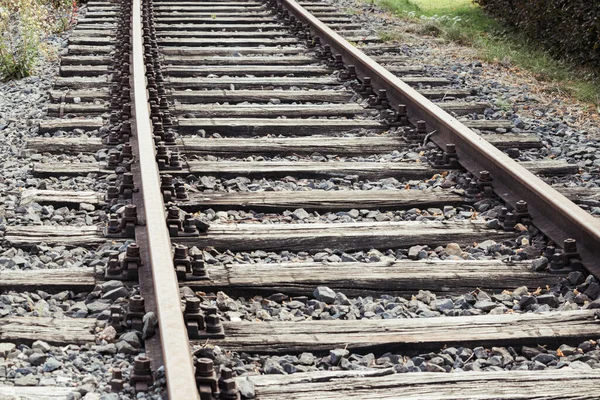 Een Close Opname Van Een Oude Spoorweg — Stockfoto