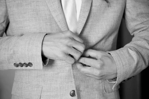 Groom Getting Ready Wedding Morning — Stock Photo, Image