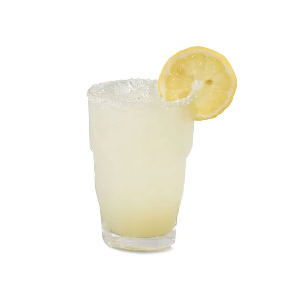 Primo Piano Bicchiere Limonata Sfondo Bianco — Foto Stock