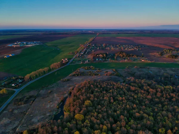 Una Vista Aerea Una Zona Rurale Con Bel Verde — Foto Stock