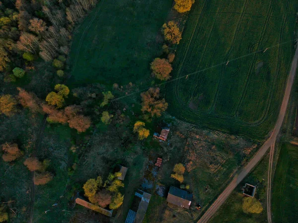 Uma Vista Aérea Uma Área Rural Com Bela Vegetação — Fotografia de Stock