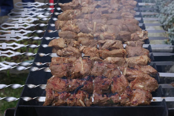 Close Carne Kebob Bbq — Fotografia de Stock