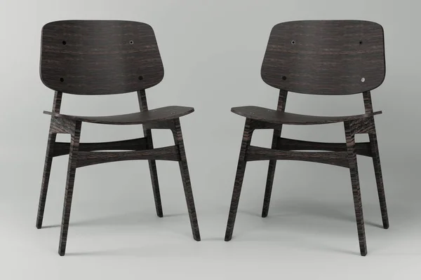 白いスタジオの木製の椅子の閉鎖 — ストック写真