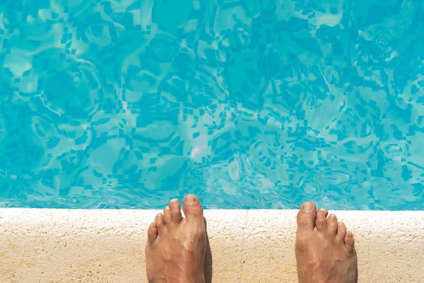 Overhead View Someone Feet Poolside — Stock Photo, Image