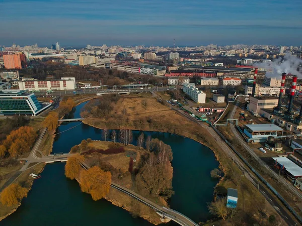 Una Vista Aérea Del Hermoso Paisaje Urbano Minsk Bielorrusia — Foto de Stock