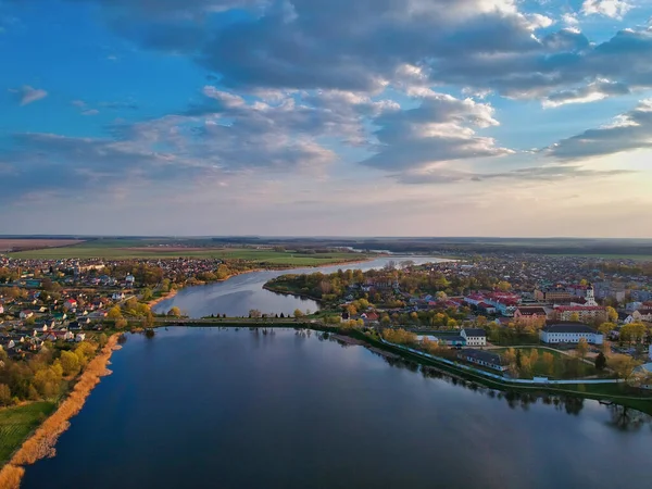 Letecký Pohled Krásné Nesvizh Minsk Bělorusko — Stock fotografie