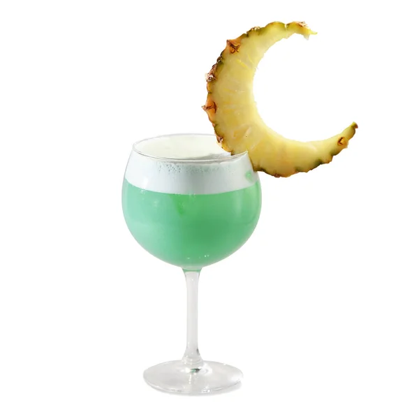 Närbild Grön Cocktail Med Bit Ananas — Stockfoto