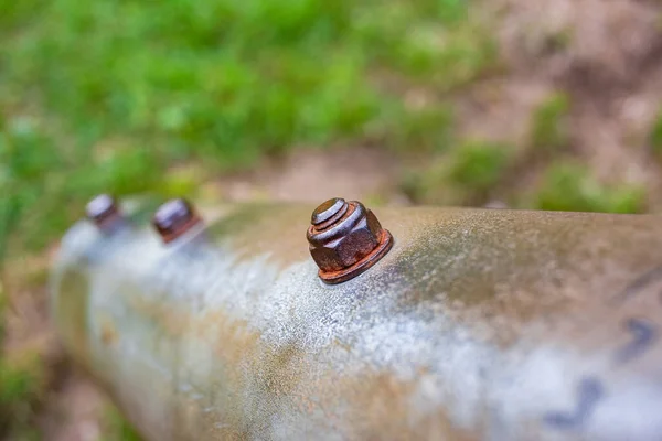 Closeup Shot Rusty Old Screw Pole — Stock Photo, Image