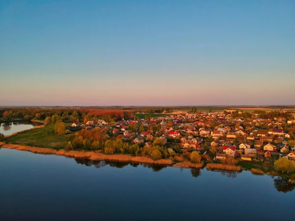 Una Hermosa Vista Aérea Nesvizh Región Minsk Belarús Con Lago —  Fotos de Stock