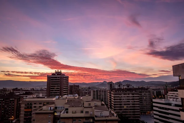 Vista Panorámica Edificios Cielo Nublado Atardecer Pamplona España — Foto de Stock