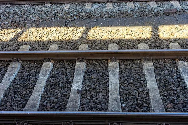 Demiryolunun Yakın Çekim Yüksek Açılı Görüntüsü — Stok fotoğraf