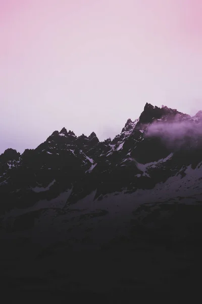 雪に覆われた山の風景の垂直ショット — ストック写真