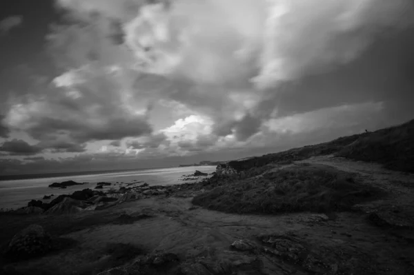 Uma Bela Imagem Tons Cinza Paisagem Marinha — Fotografia de Stock