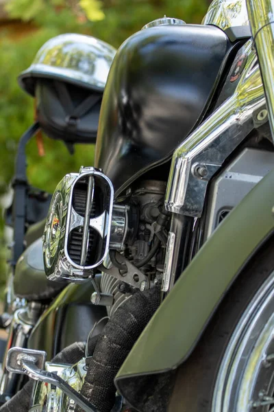 Disparo Vertical Detalle Mecánico Una Motocicleta — Foto de Stock