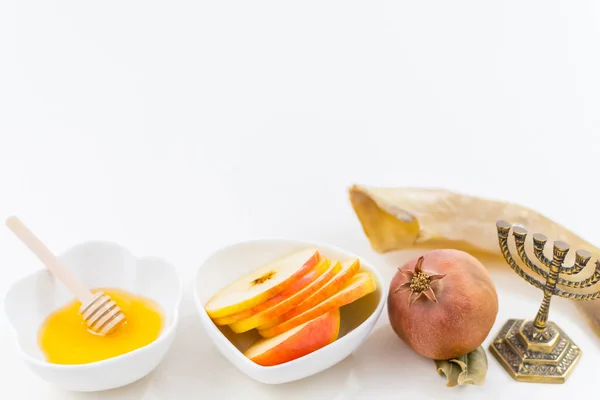 Appels Zoete Honing Granaatappel Voor Rosh Hashanah Dag — Stockfoto