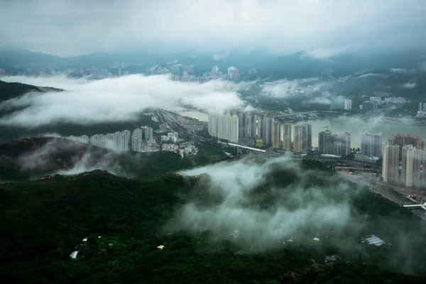 Mesmerizing Aerial View Hong Kong Kong City Clouds — Stock Photo, Image