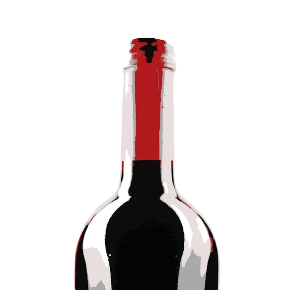 Ψηφιακή Απεικόνιση Μαύρου Μπουκαλιού Κρασιού Κόκκινη Κορυφή Λευκό Φόντο — Φωτογραφία Αρχείου