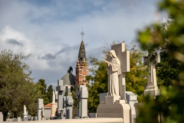 Closeup Shot Graves Monuments Almudena Cemetery Madrid Spain — Stock Photo, Image