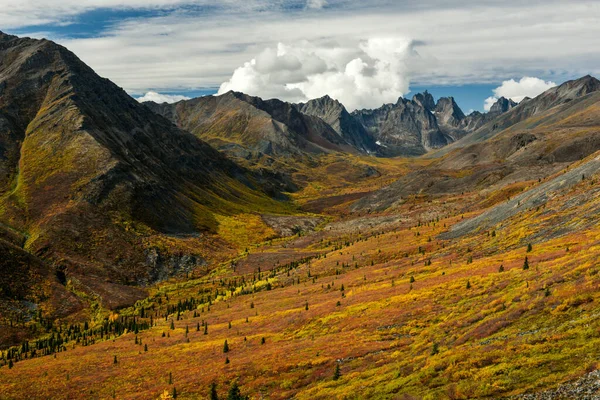 Tombstone Sıradağları Tombstone Bölge Parkı Yukon Kanada Sonbahar Renkleriyle Mükemmel — Stok fotoğraf