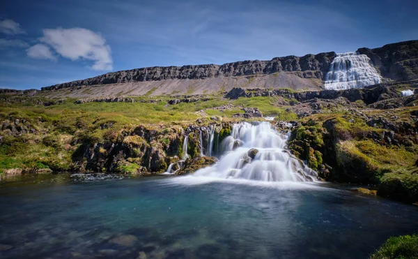 Una Hermosa Toma Cascada Dynjandi Islandia — Foto de Stock