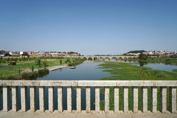 西班牙有一条河的城市景观的美丽景色 — 图库照片