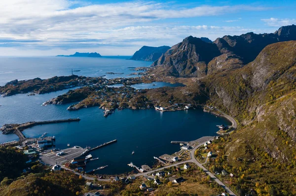 Norvegia Isole Lofoten Paesaggio Montano Vista Aerea — Foto Stock